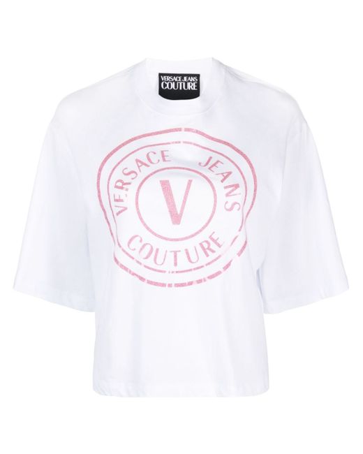 Versace Jeans Couture glittered logo-print T-shirt