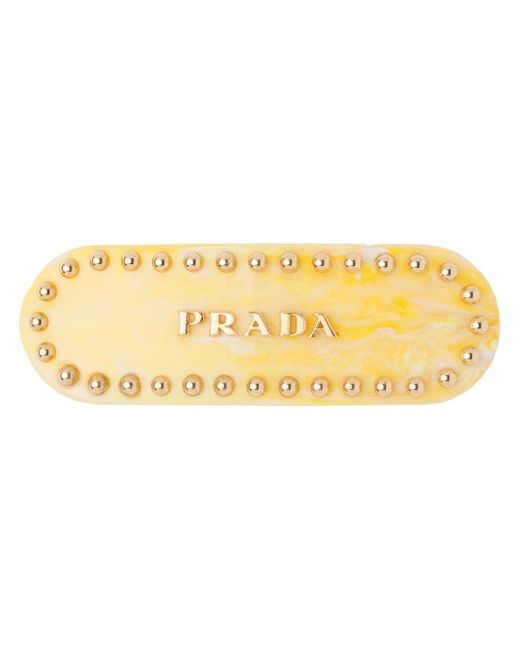 Prada logo-plaque hair clip