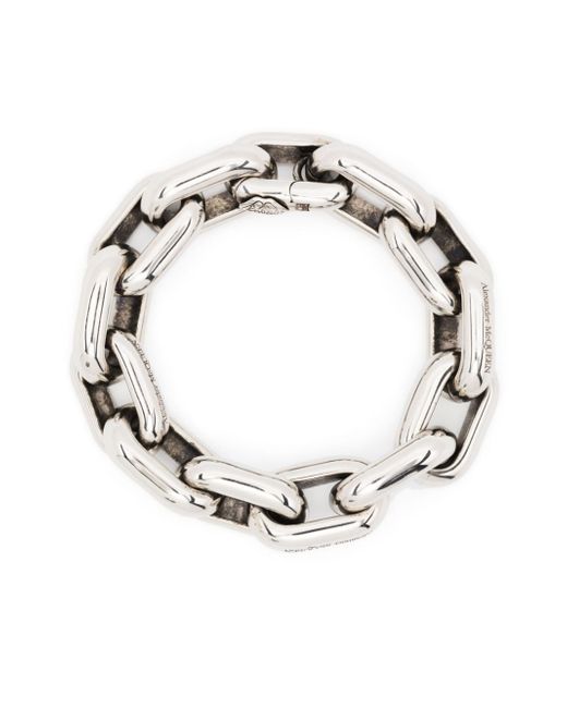 Alexander McQueen logo-engraved polished-finish bracelet