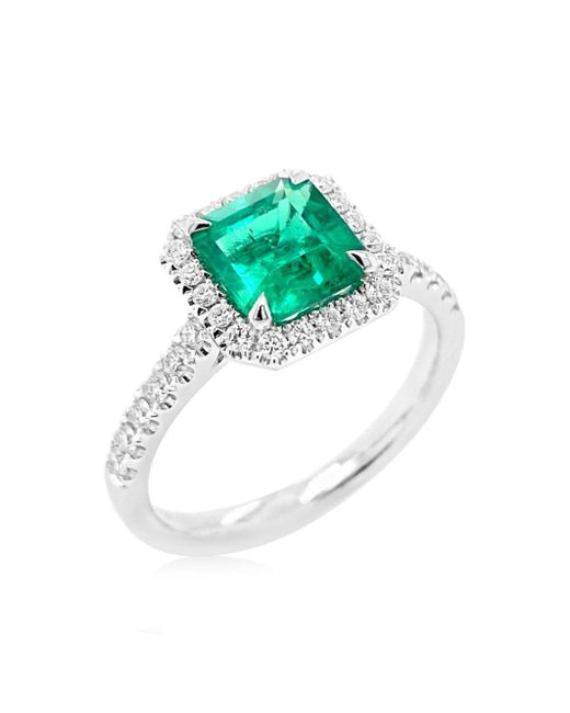 HYT Jewelry platinum diamond and Colombian emerald ring