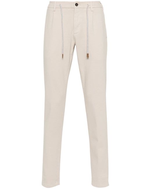 Eleventy drawstring-fastening cotton-blend tapered trousers