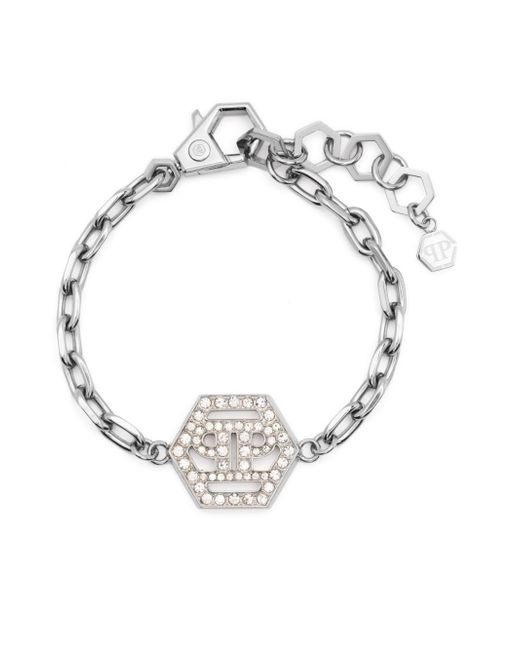 Philipp Plein hexagon-logo chain-link bracelet