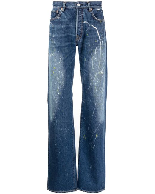 Yohji Yamamoto paint-splatter straight-leg jeans