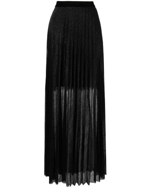 Talbot Runhof lurex-detail pleated maxi skirt
