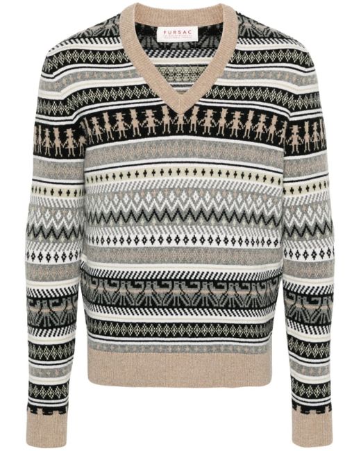 Fursac intarsia-knit jumper