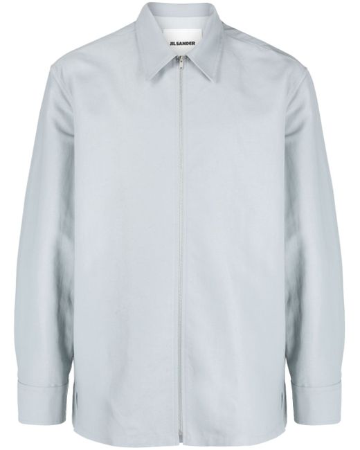 Jil Sander spread-collar zip-up shirt