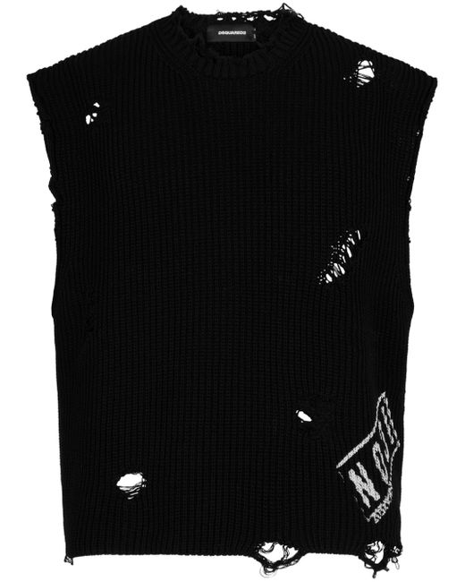 Dsquared2 logo-print distressed knitted vest