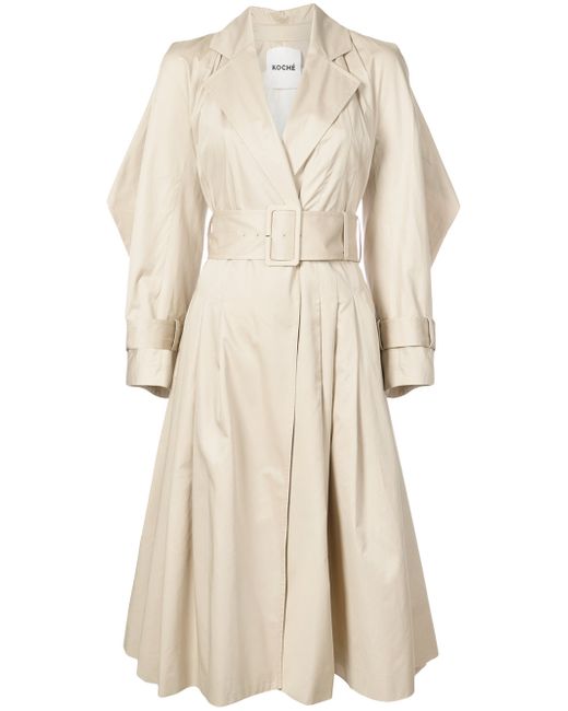 Koché belted waist flared trench coat