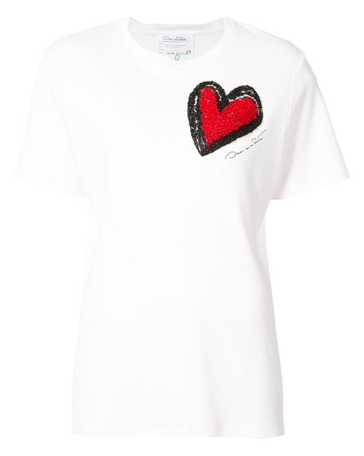 Oscar de la Renta embellished heart T-shirt