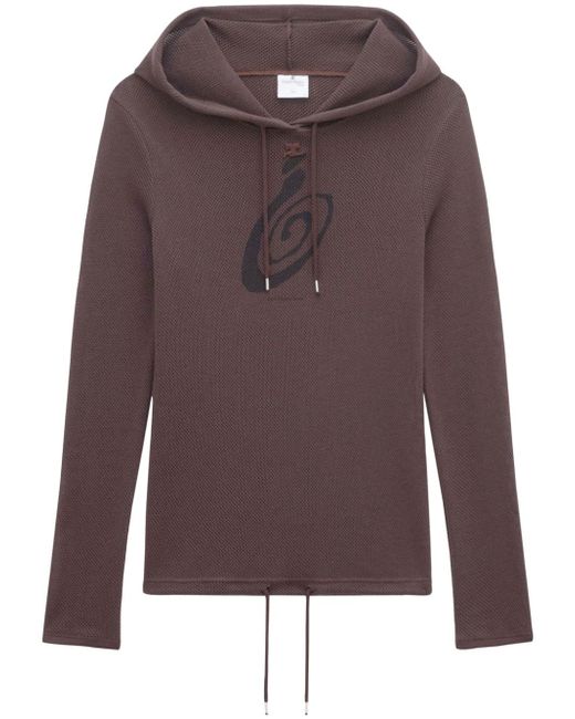 Courrèges logo-print mesh hoodie