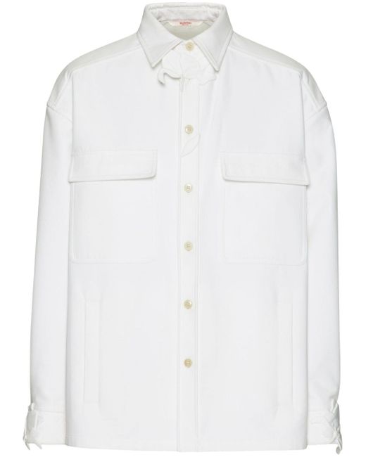 Valentino Garavani flower-appliqué cotton shirt jacket