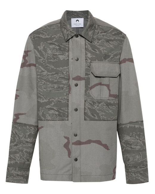 Marine Serre rispstop classic-collar shirt jacket
