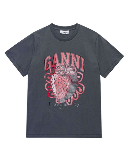 Ganni graphic-print organic-cotton T-shirt