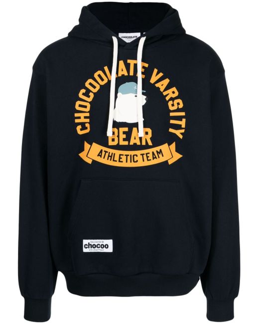 Chocoolate graphic-print jersey-texture hoodie