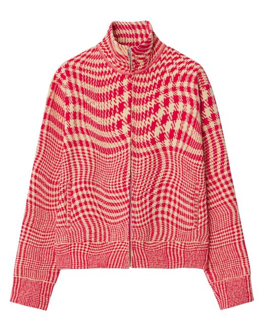 Burberry houndstooth-pattern zip-up jacket