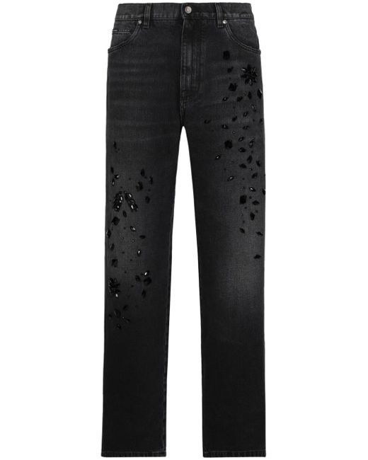 Dolce & Gabbana rhinestone-embellished straight-leg jeans