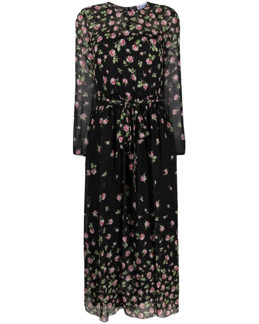 RED Valentino floral-print long-sleeve dress