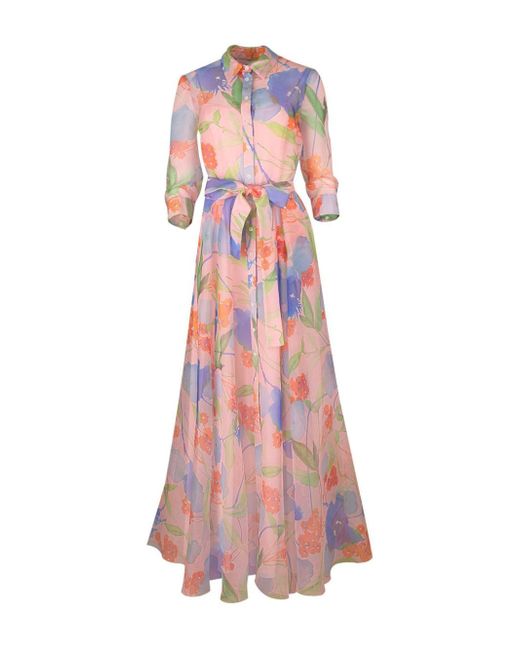 Carolina Herrera floral-print organza trench gown
