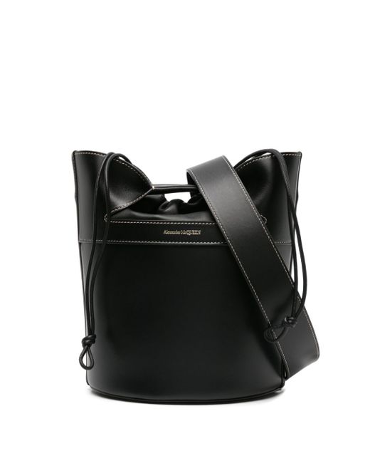 Alexander McQueen logo-stamp leather bucket bag