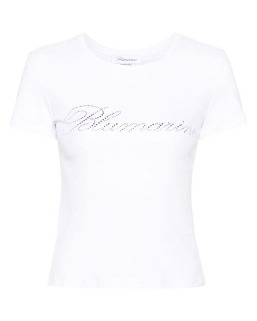 Blumarine rhinestoned-logo T-shirt