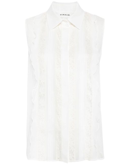 P.A.R.O.S.H. lace-panelling sleveless blouse