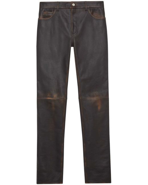 Courrèges distressed straight-leg leather trousers
