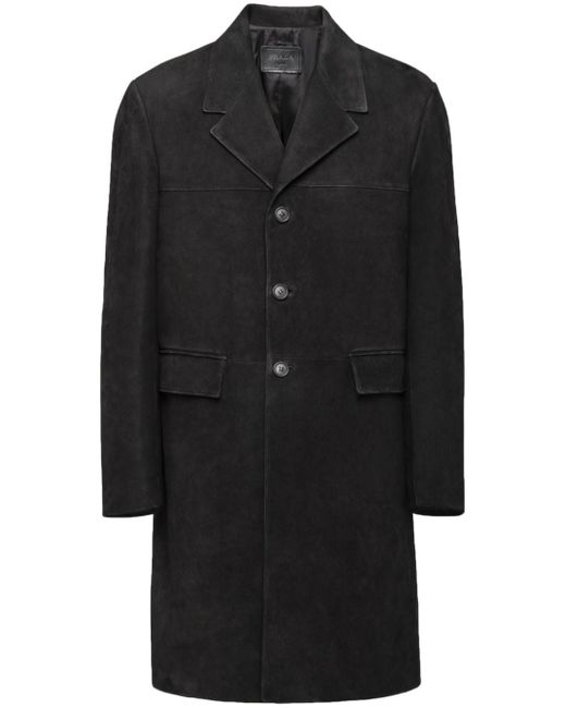 Prada single-breasted suede coat