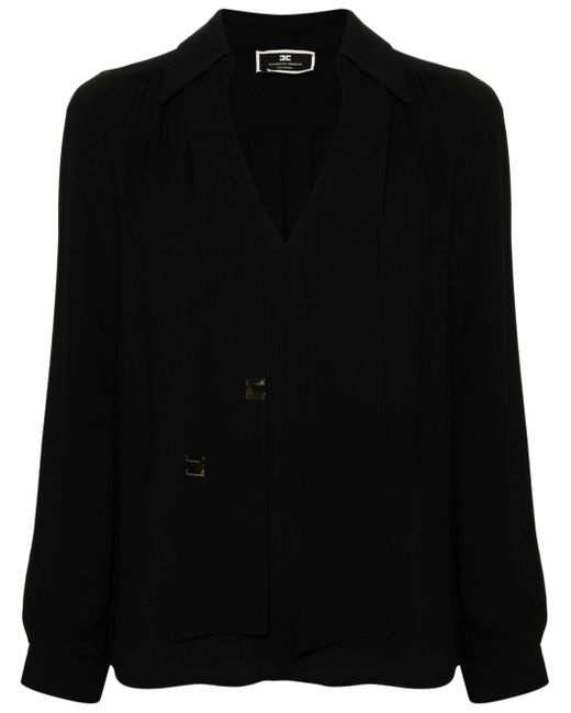 Elisabetta Franchi logo-tie georgette-crepe blouse