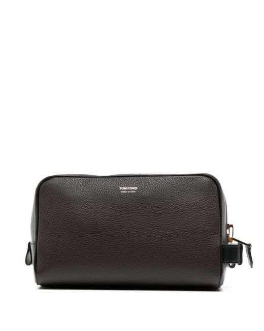Tom Ford logo-stamp leather toiletry case
