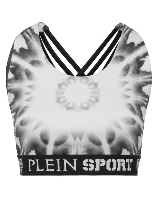 Plein Sport logo-underband graphic-print bra