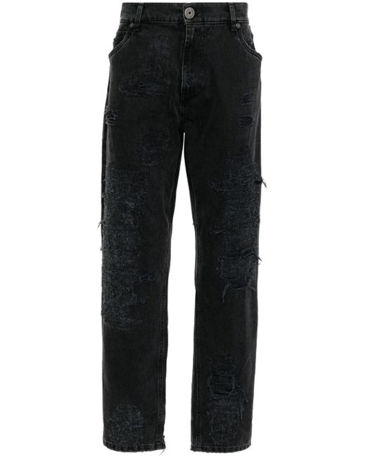 Balmain distressed mid-rise straight-leg jeans