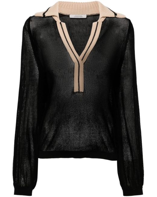 Dorothee Schumacher contrasting collar semi-sheer knitted blouse
