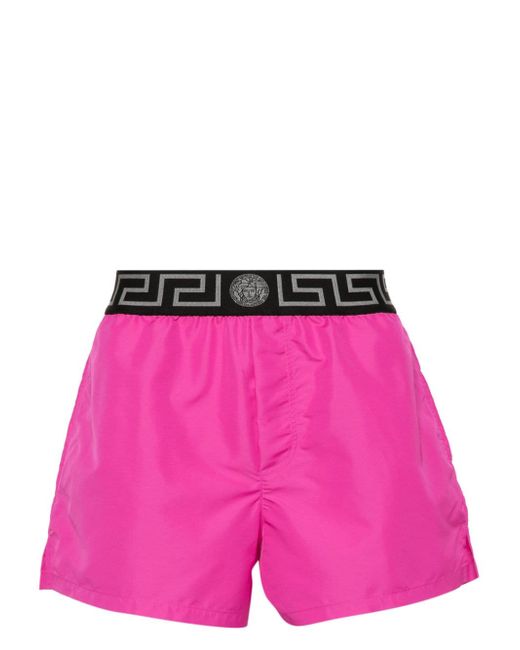 Versace Greca logo-waistband swim shorts