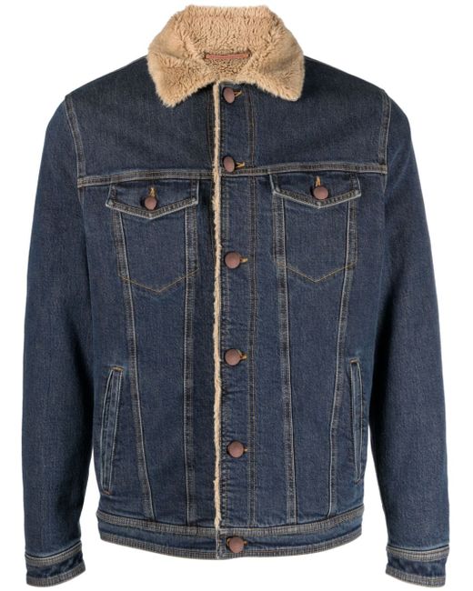 Jacob Cohёn fleece-collar button-down denim jacket