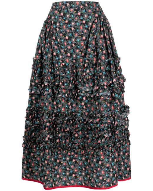 Molly Goddard floral-print midi skirt