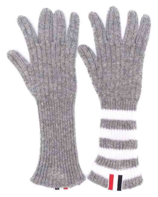 Thom Browne Kids RWB stripe-detail ribbed-knit gloves