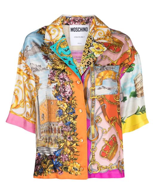 Moschino graphic-print silk shirt