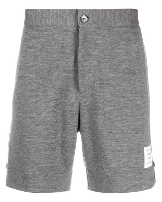 Thom Browne logo-patch knee-length shorts