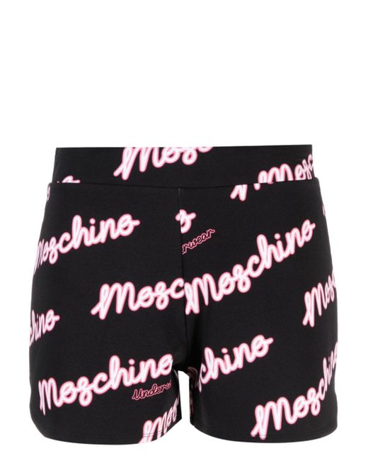 Moschino logo-print stretch-cotton track shorts