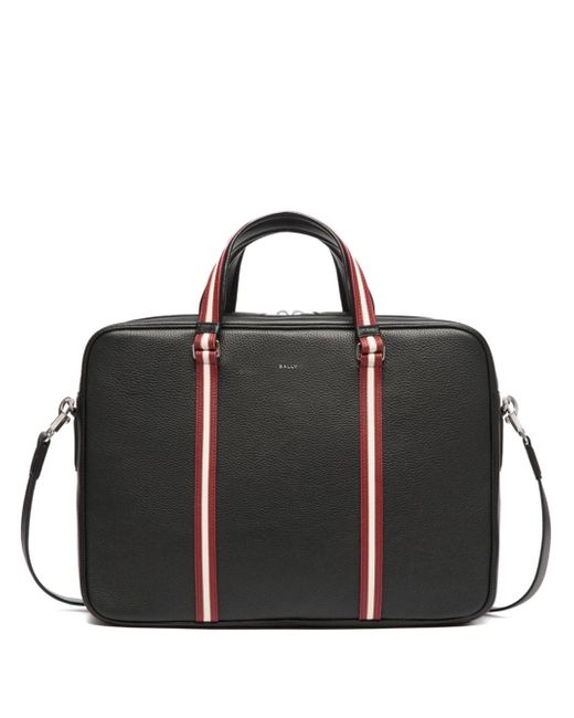 Bally stripe-detail leather briefcase