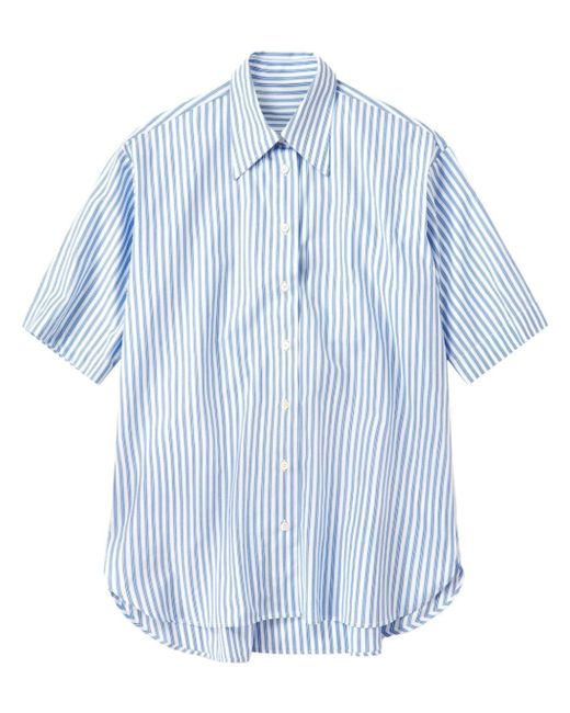 Closed stripe-print logo-print shirt