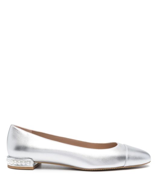 Stuart Weitzman pearl-detail leather ballerina shoes