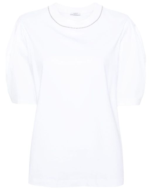 Peserico bead-trim stretch-cotton T-shirt