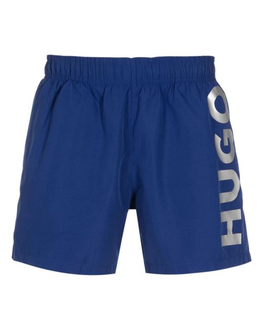 Hugo Boss Abas metallic logo-print swim shorts