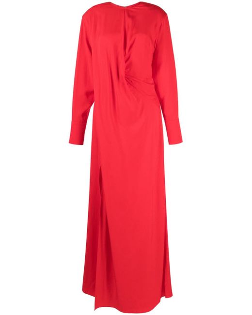 Stella McCartney gathered asymmetric long-sleeve gown