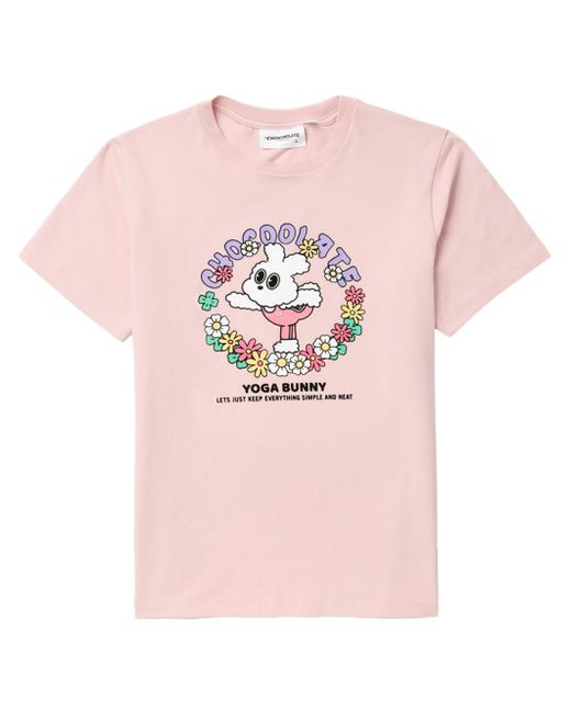 Chocoolate Yoga Bunny graphic-print cotton T-shirt