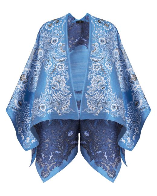 Etro floral-jacquard draped cape