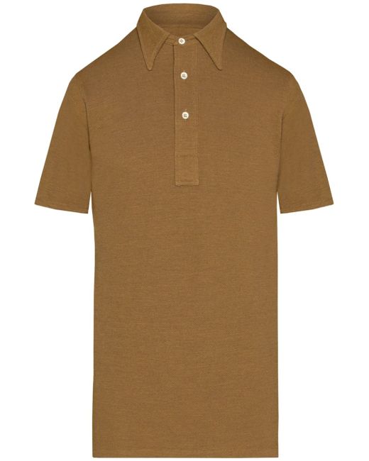 Maison Margiela straight-point collar cotton-blend polo shirt