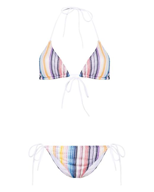 Missoni striped open-knit bikini