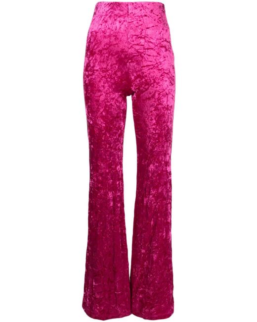 Rotate crushed velvet flared trousers
